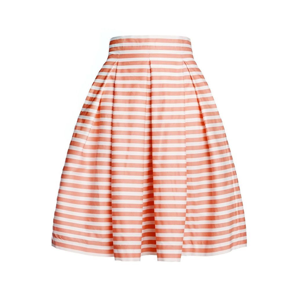 Rumour London - Amalfi Coral Striped Midi Skirt