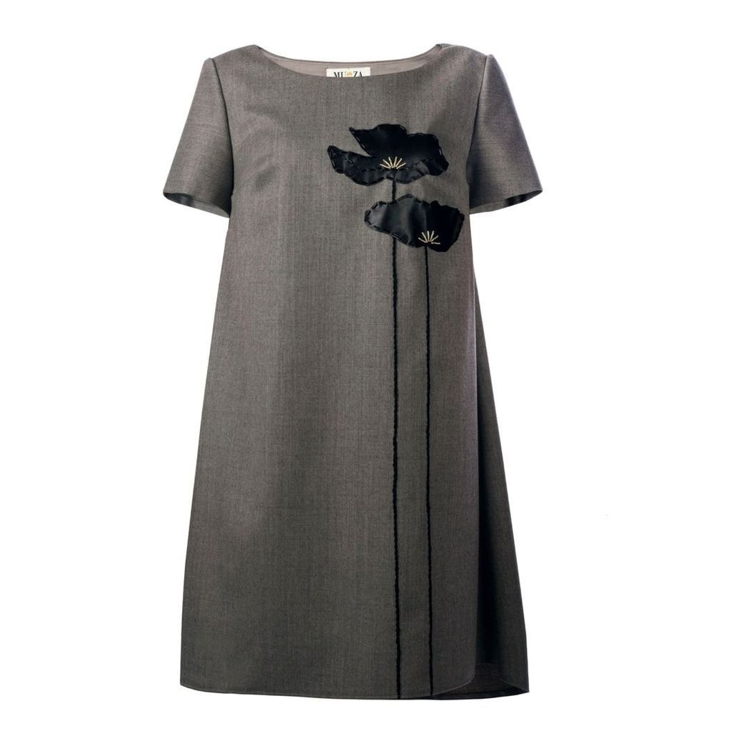 MUZA - Poppies Asymmetric Dress With Leather Appliqué
