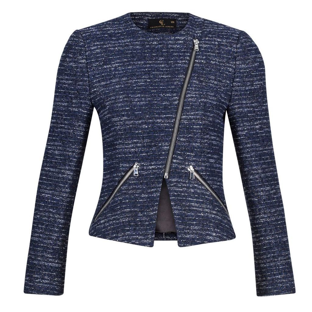Charlotte London - Biker Jacket In Navy and Silver