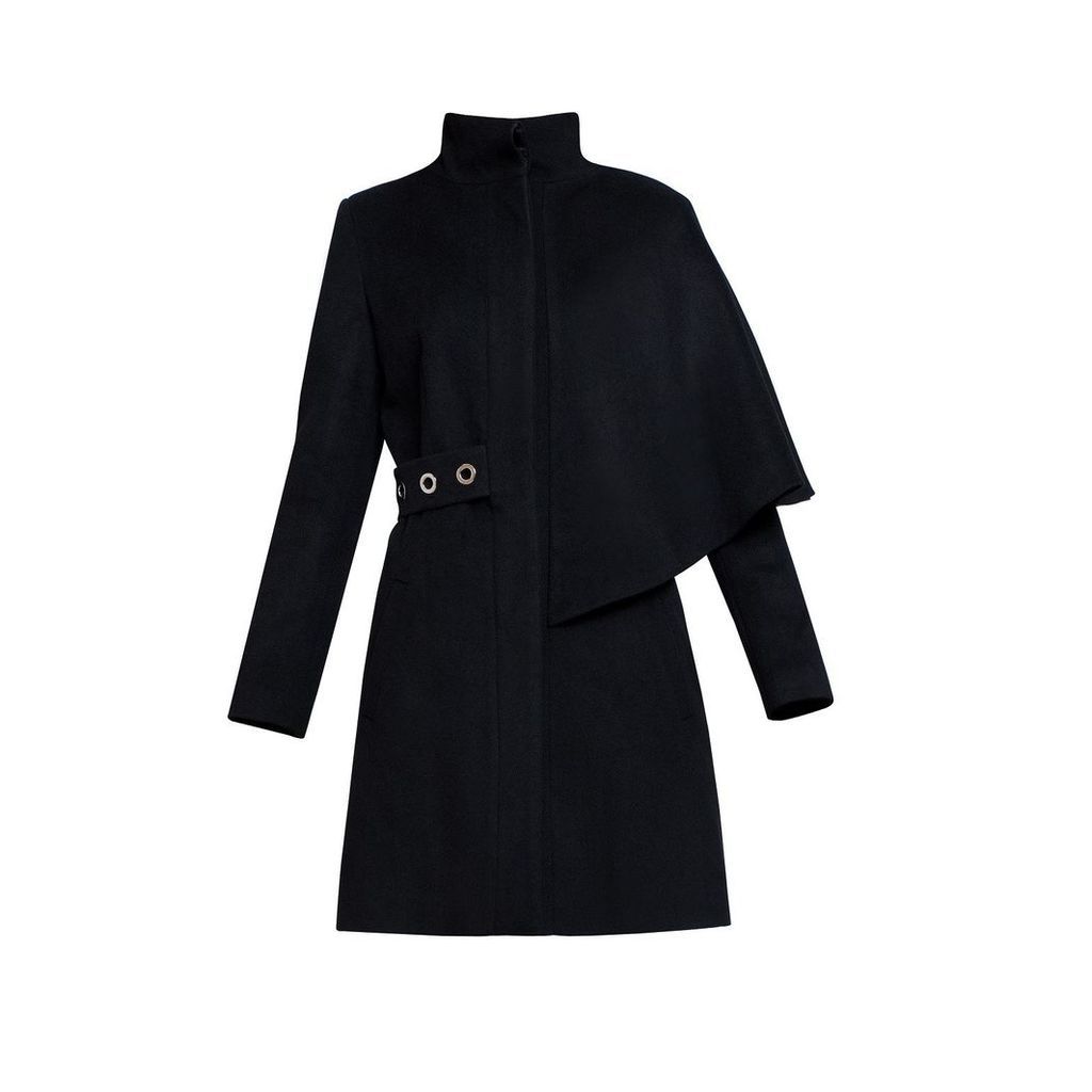 Rumour London - Mayfair Black Asymmetric Wool Blend Coat
