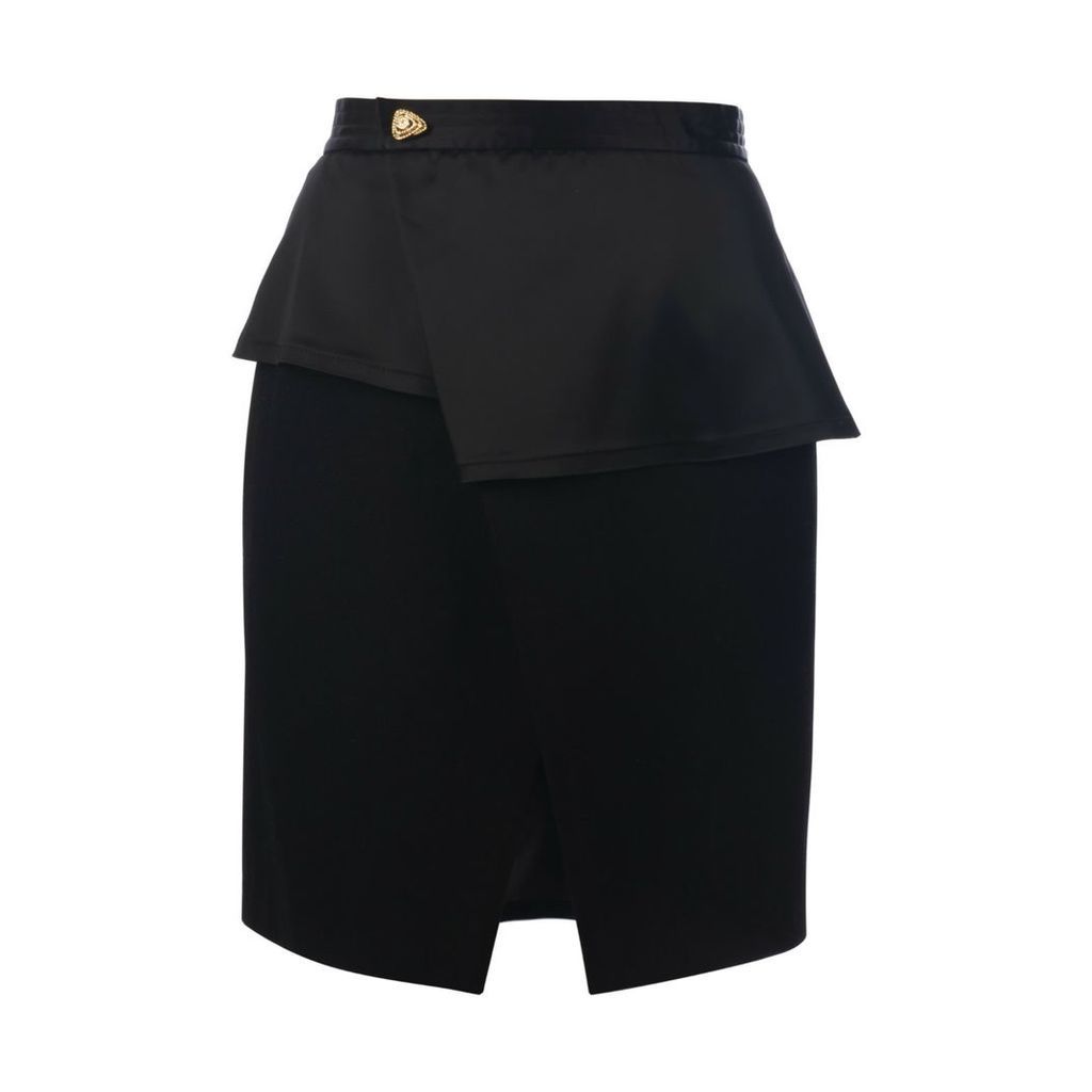 MUZA - Wool & Satin Knee Length Wrap Skirt
