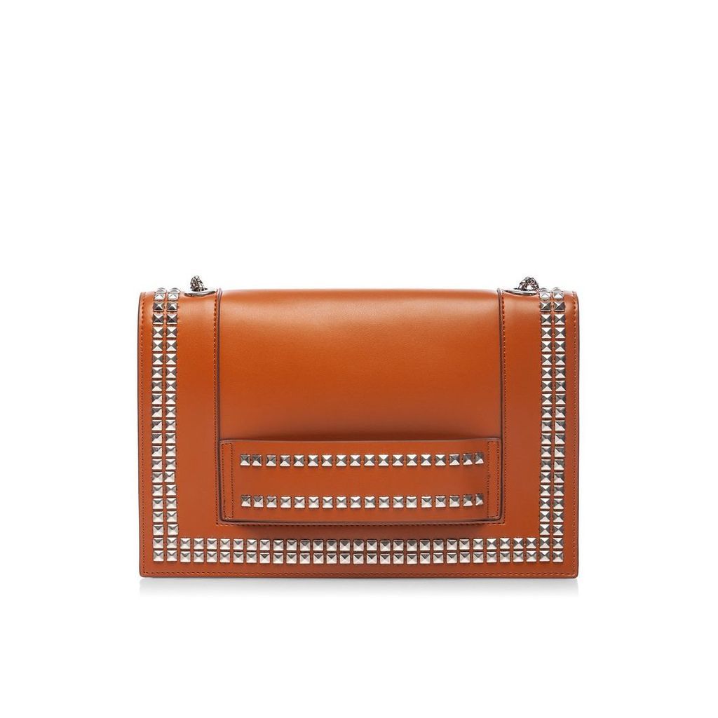 Nissa - Leather Shoulder Bag with Silver Studs