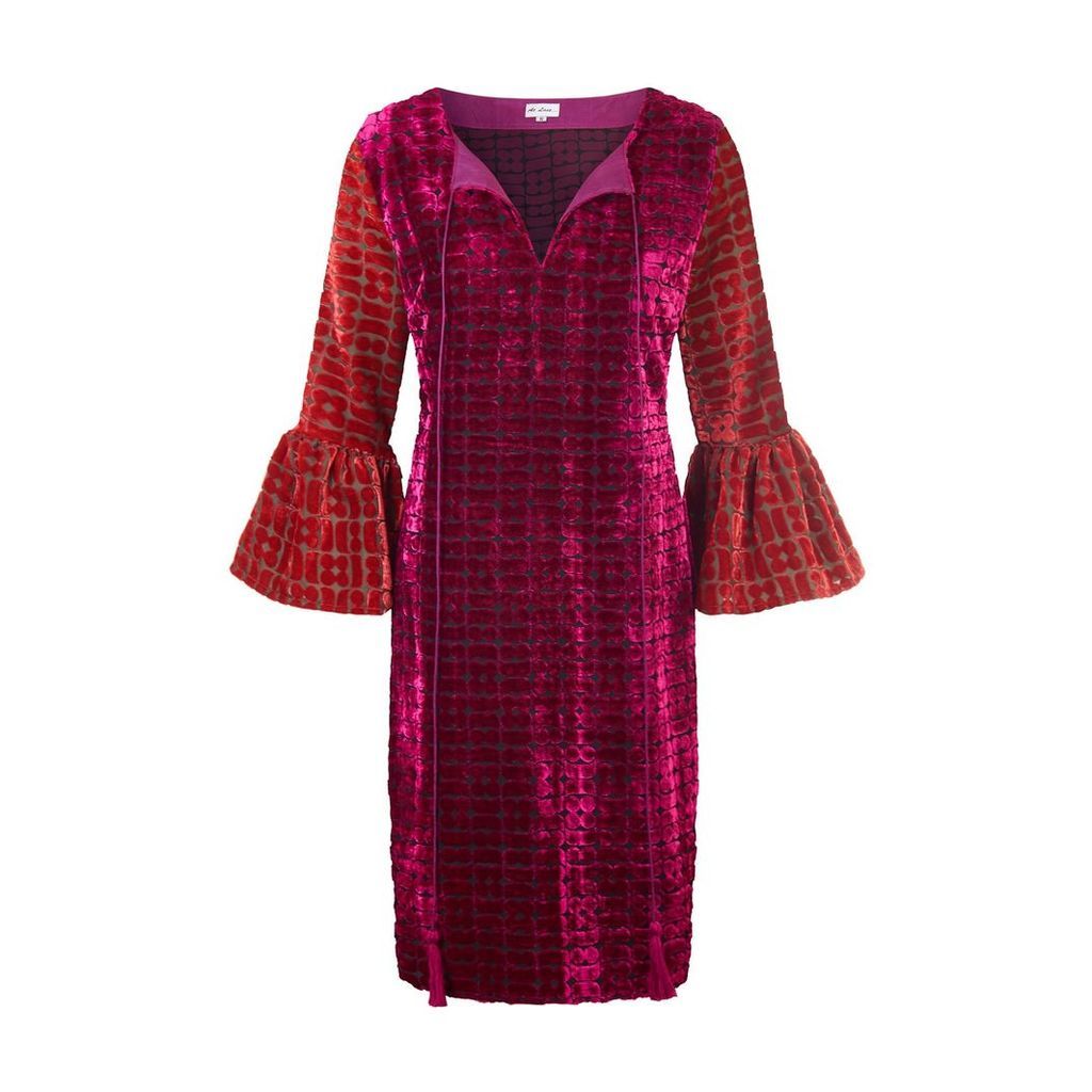 At Last. - Belle Silk Velvet Dress Pink and Red Graphic