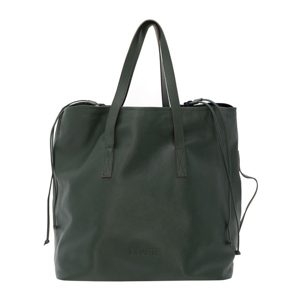 DUARTE - Oversize City Bag In Green Grained Natural Cowhide Leather