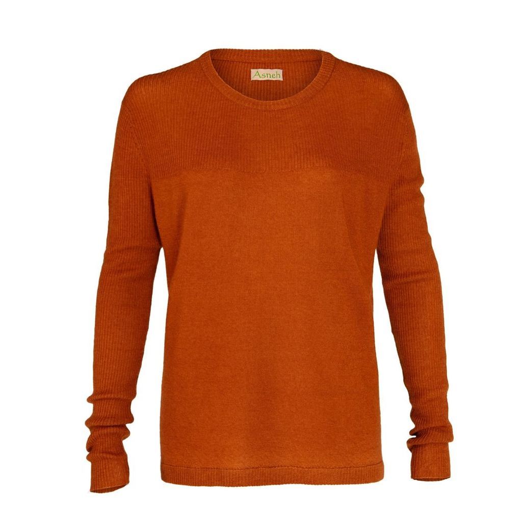 Asneh - Beverly Brown Cashmere Sweater With Rib Details