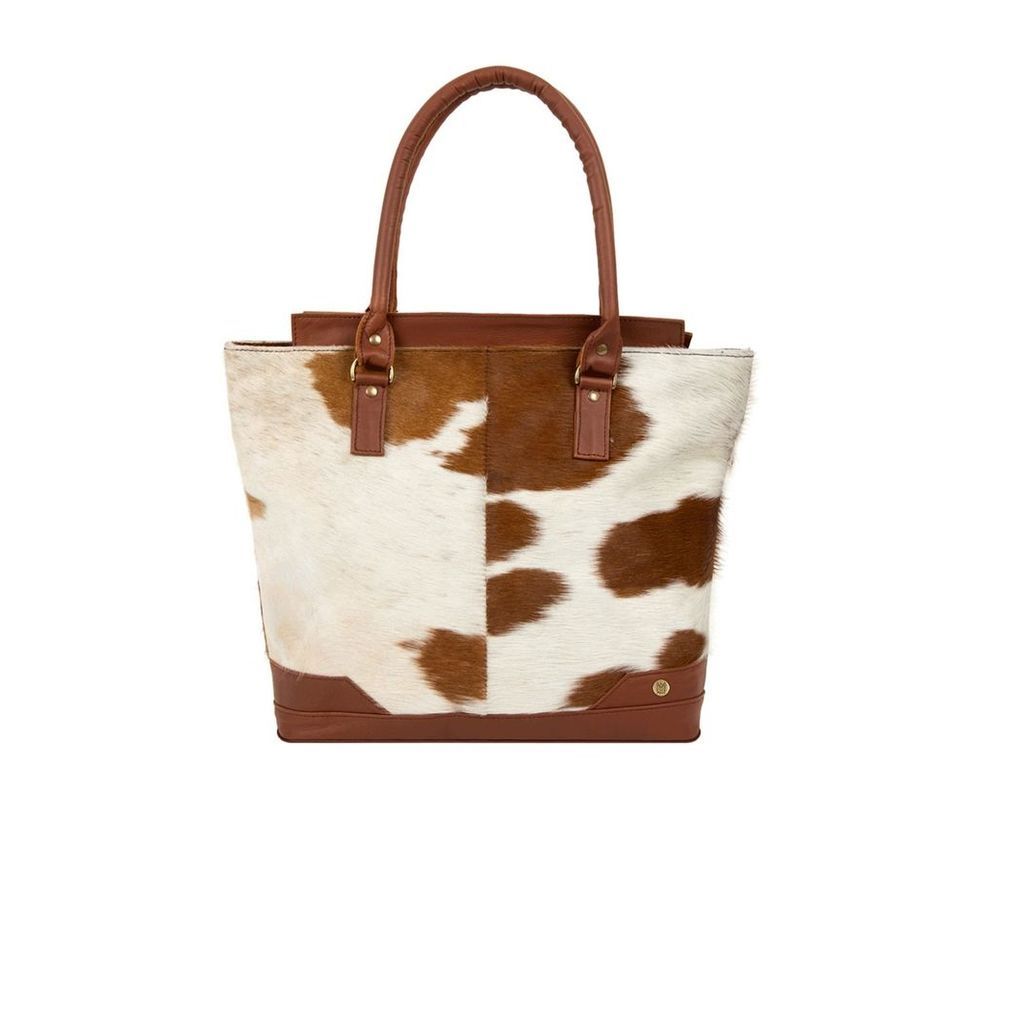 MAHI Leather - Pony Hair Leather Florence Tote In Brown & White