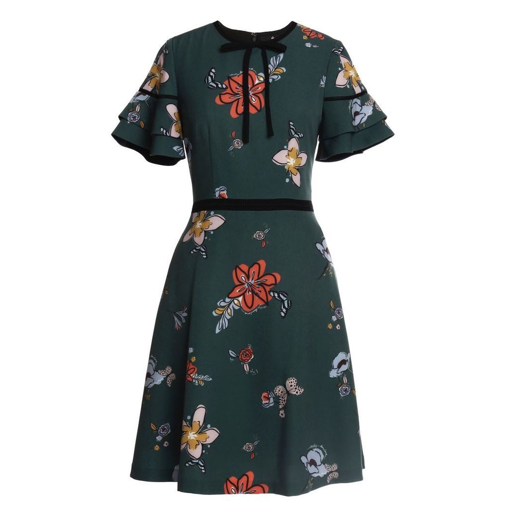 Emily Lovelock - Signature Print Dress With Lace Detail