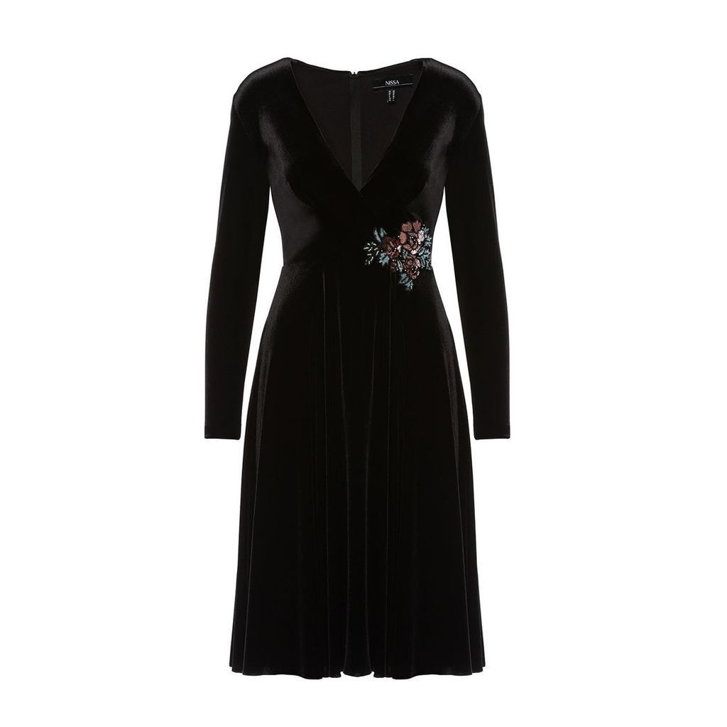 Nissa - Velvet Black Midi Dress