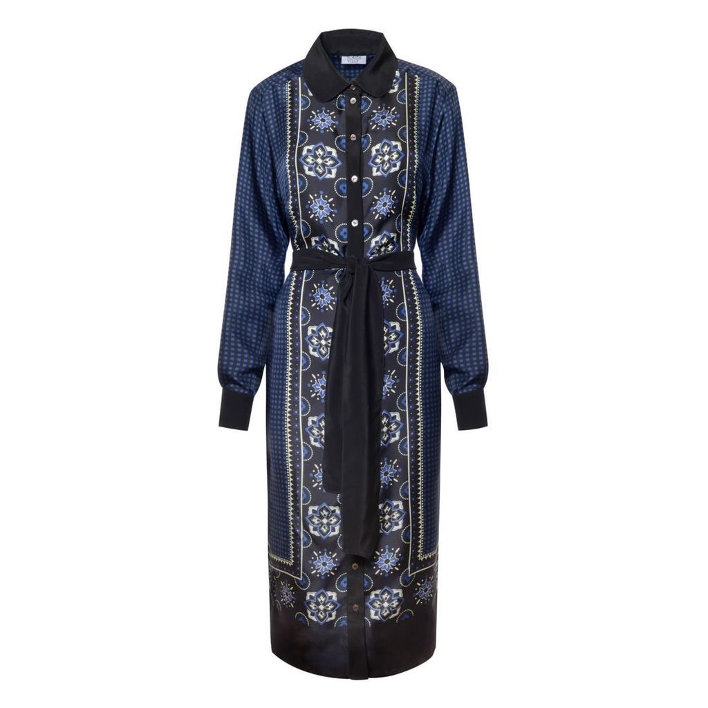 SOMERVILLE. - Folklore Silk Midi Dress In Engineeered Gingham & Floral Print