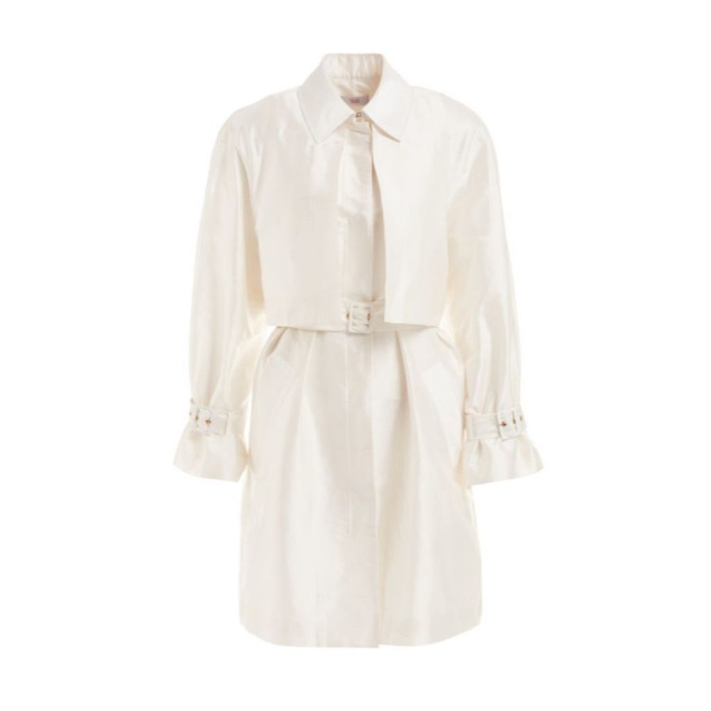 WtR - Clotilde White Silk Short Trench Coat