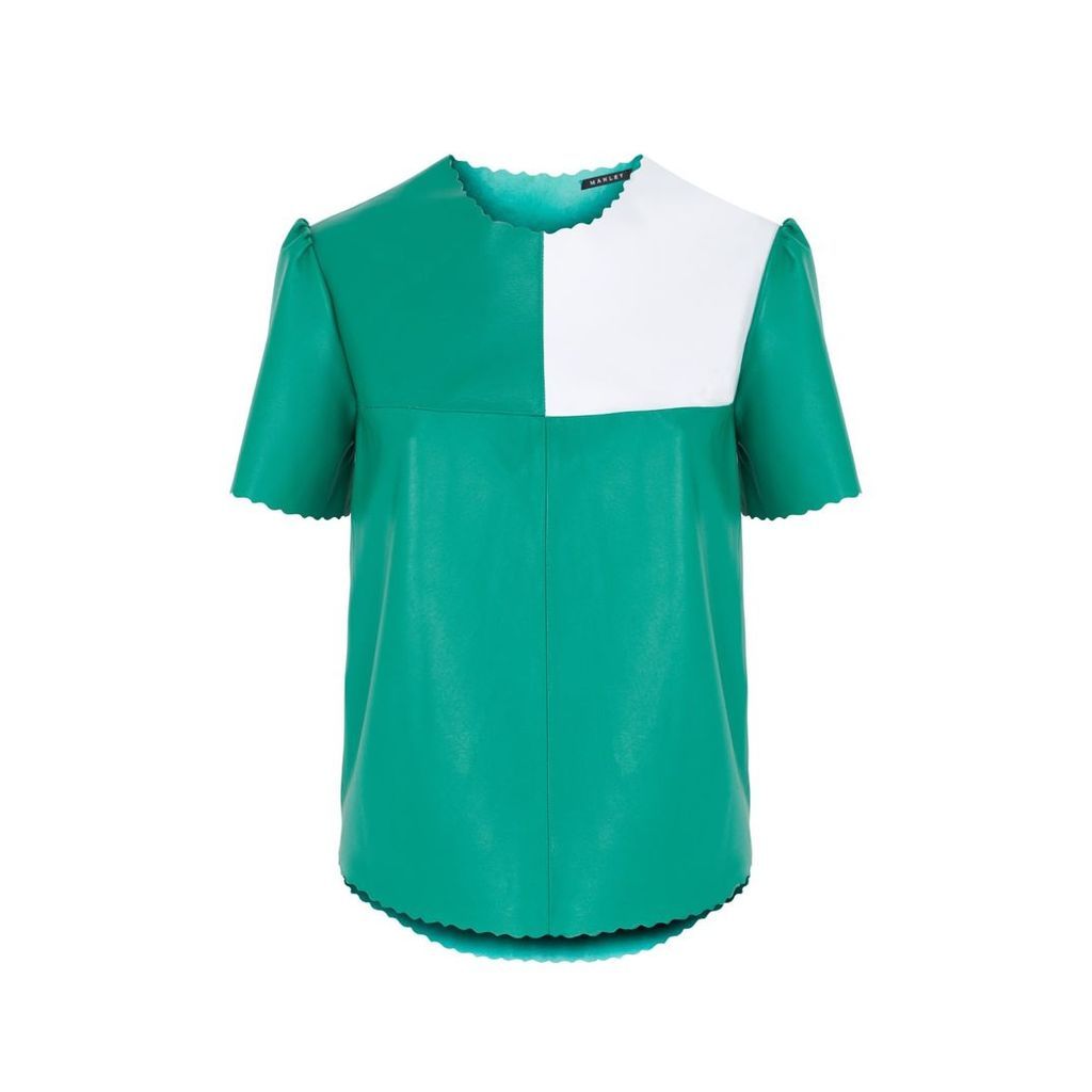 Manley - Boxter Leather Tee Green & White