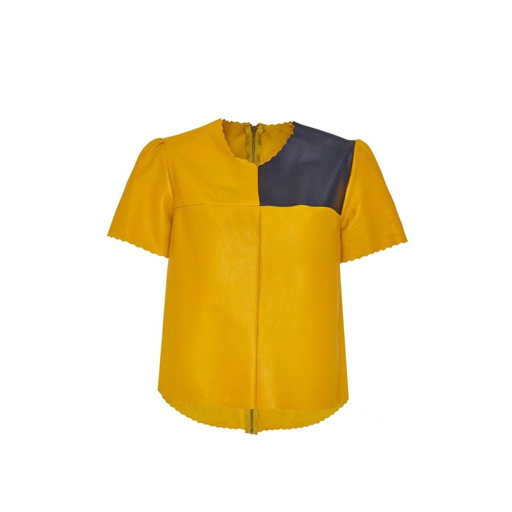 Manley - Boxter Leather Tee Yellow & Navy
