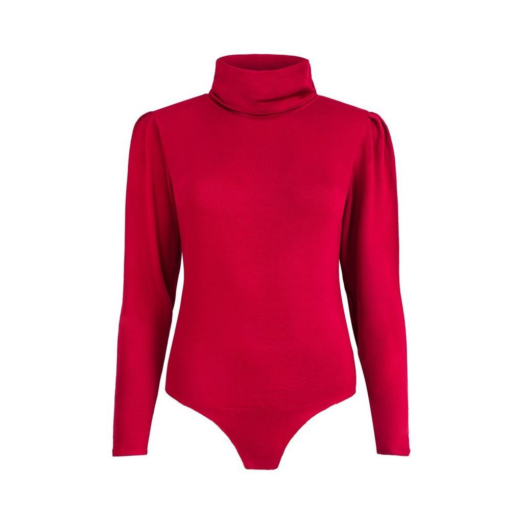 SAINT BODY - High Neck Knit Bodysuit Red