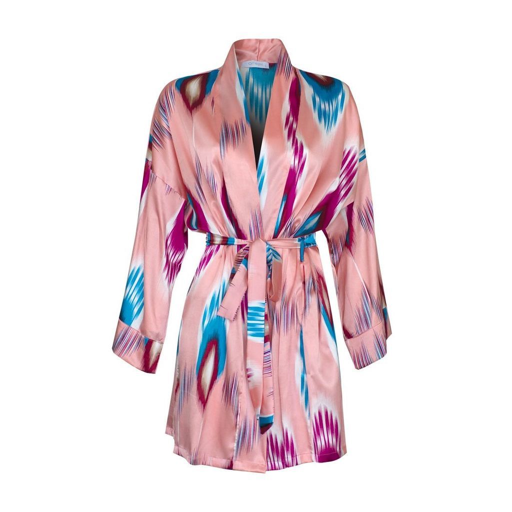 GTNight - Aurélie Pink Peacock Silk Kimono