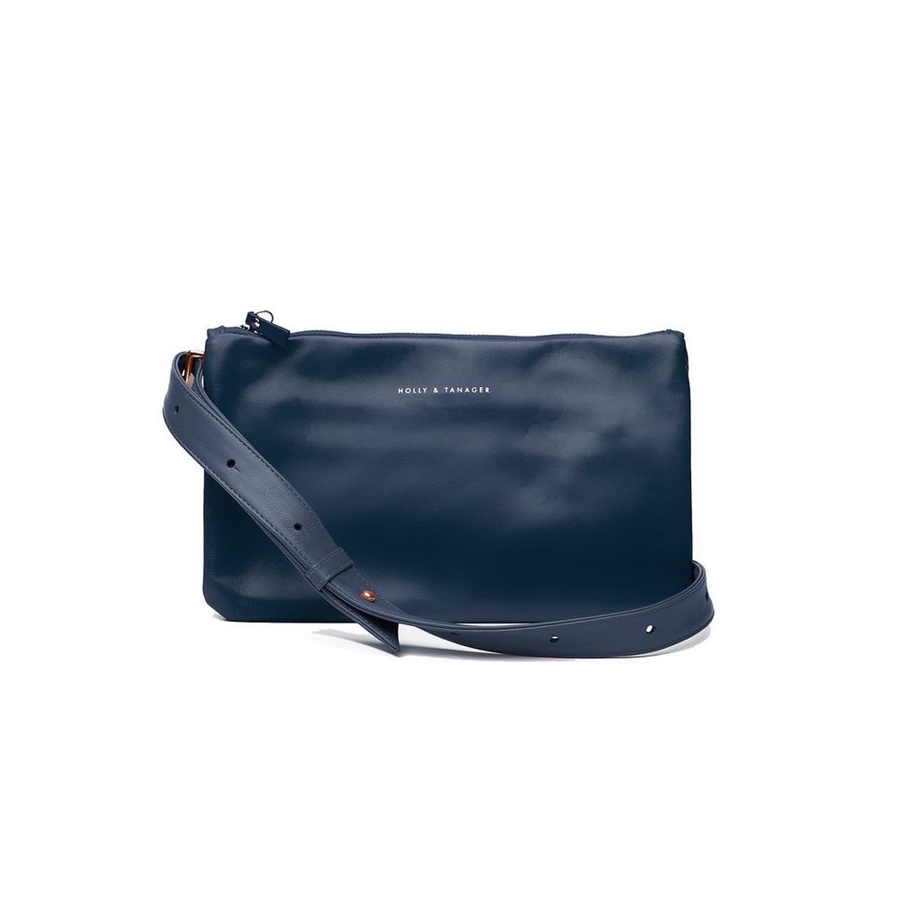 Holly & Tanager - Companion Mini Leather Crossbody Clutch In Navy