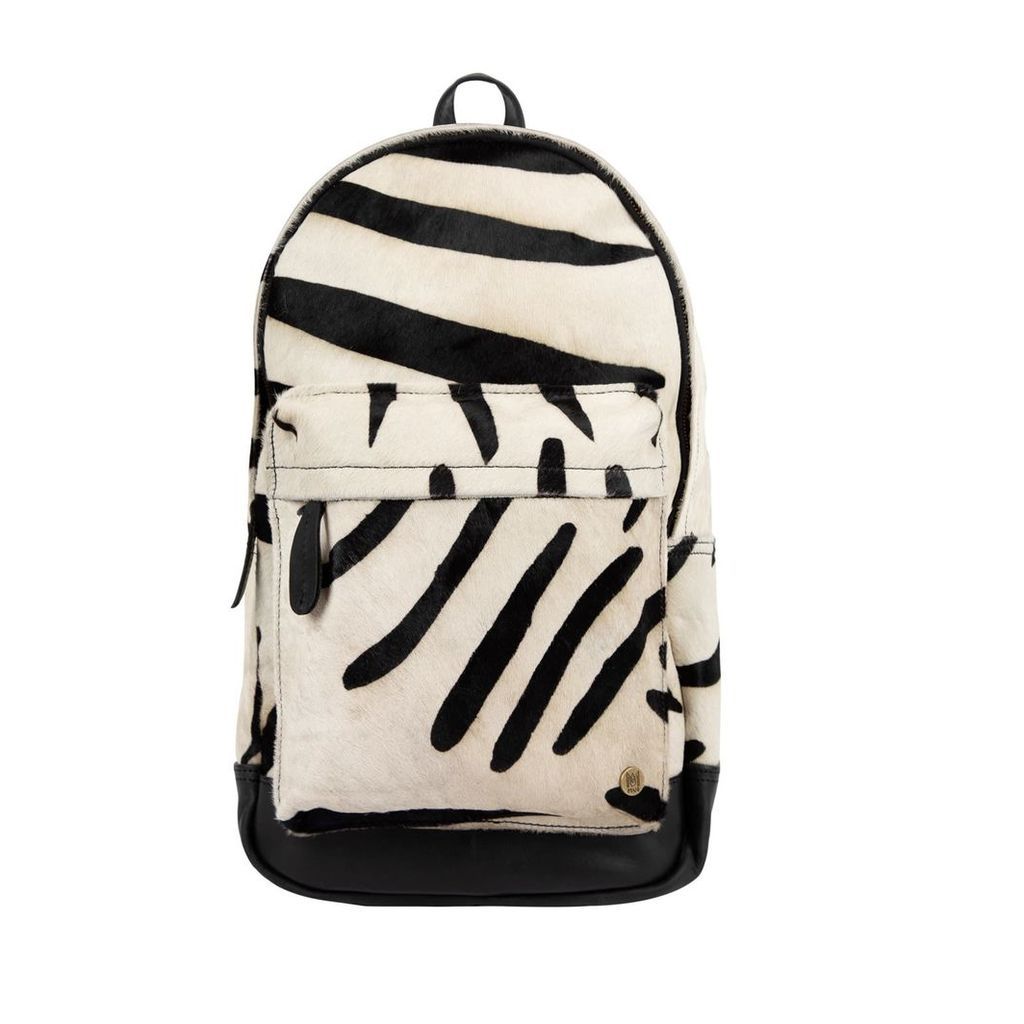 MAHI Leather - Classic Cowhide Leather Backpack Rucksack In Zebra Print