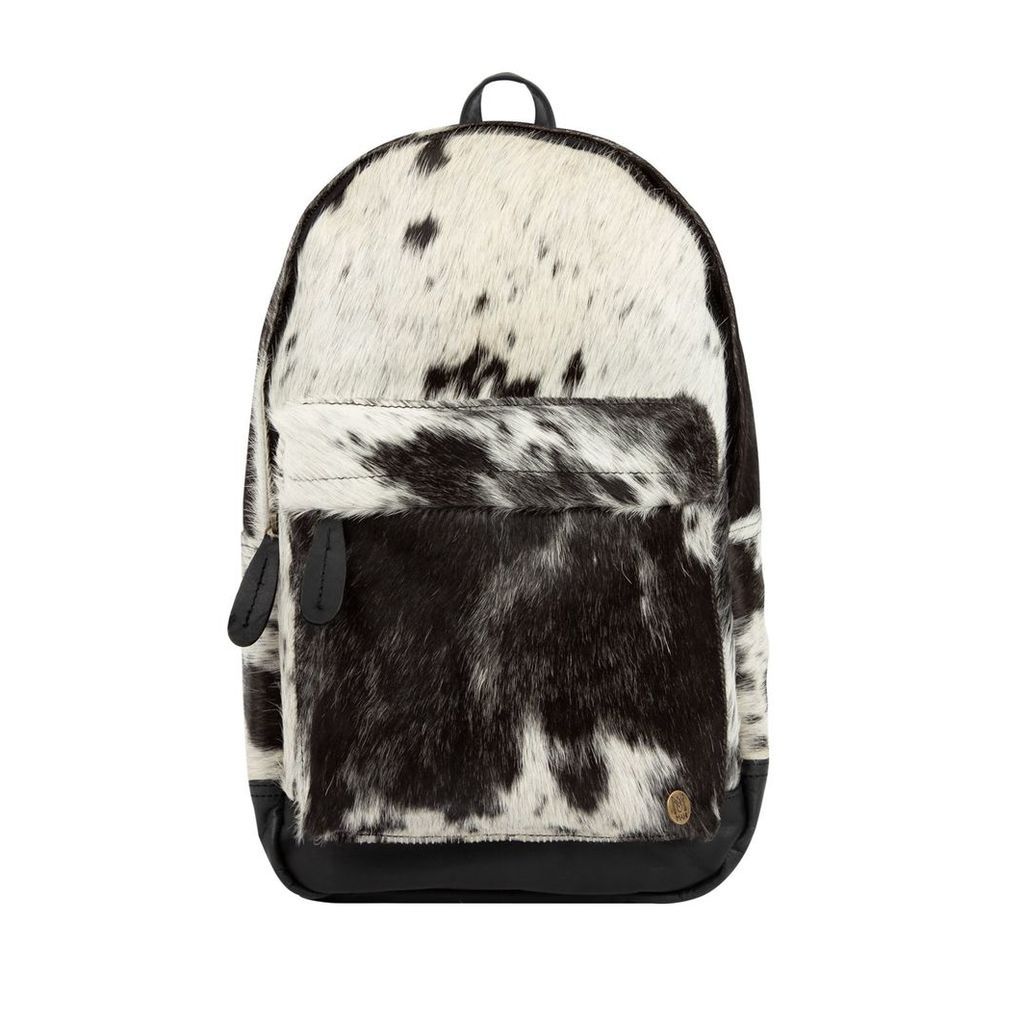MAHI Leather - Classic Cowhide Leather Backpack Rucksack In Black & White
