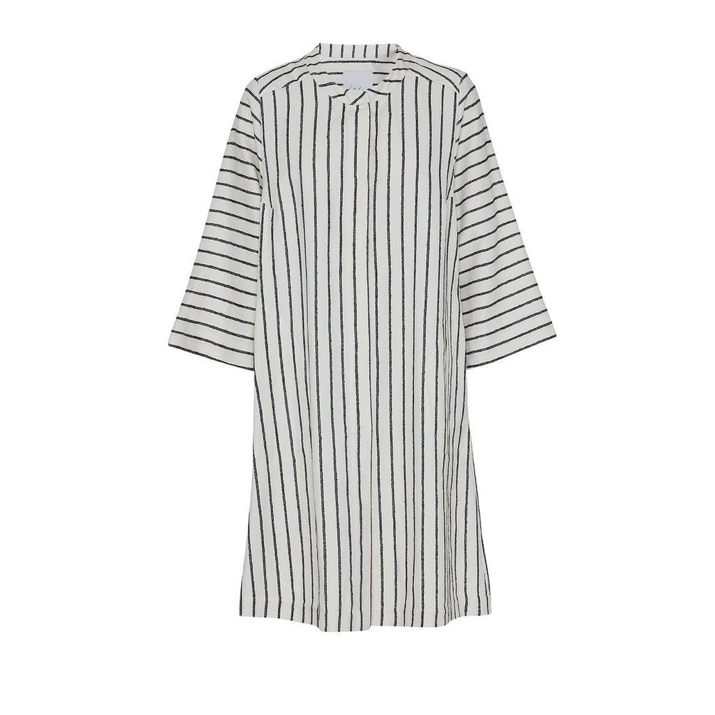 McVERDI - Striped White Long Shirt With Snap-Buttons