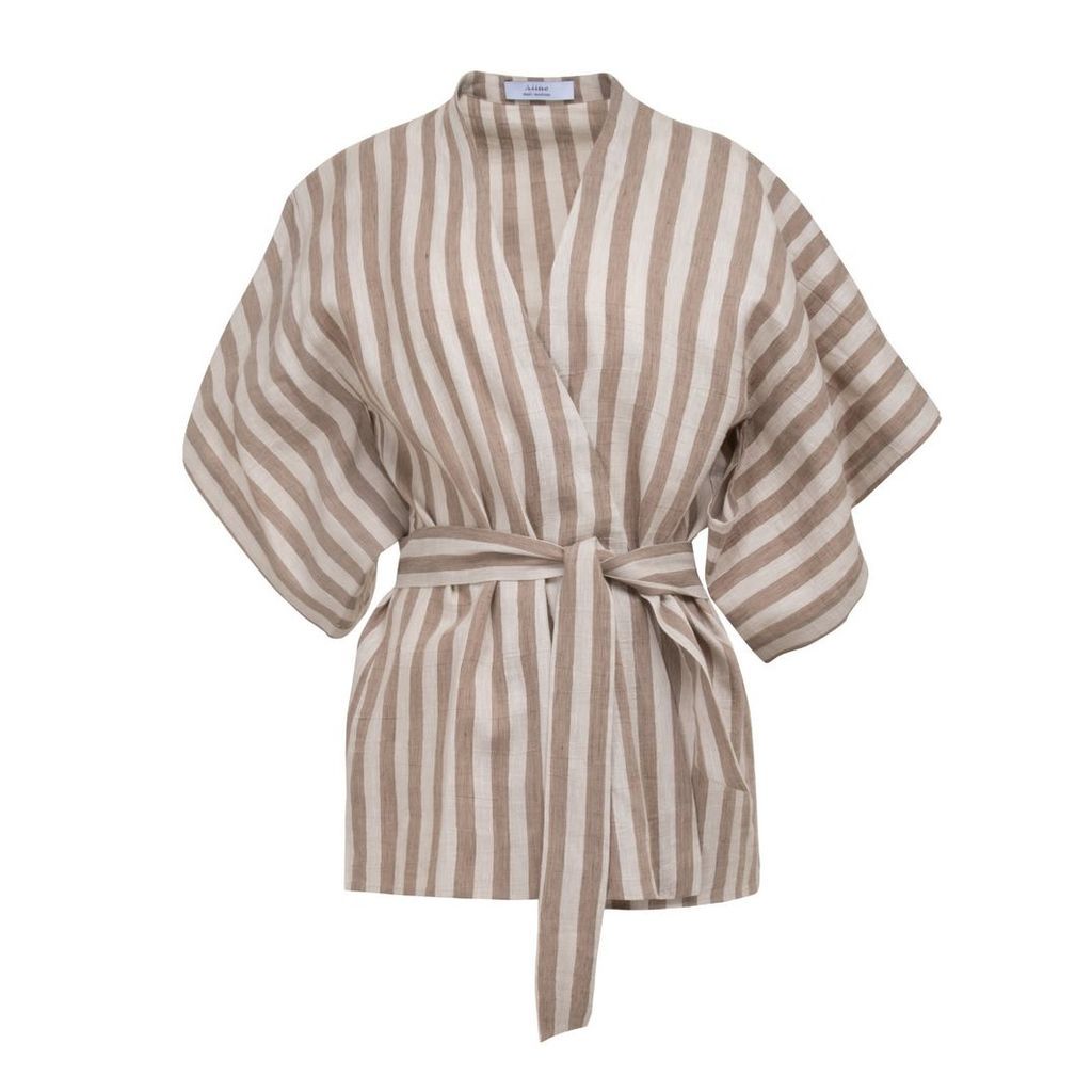 A-line Clothing - Brown Striped Kimono