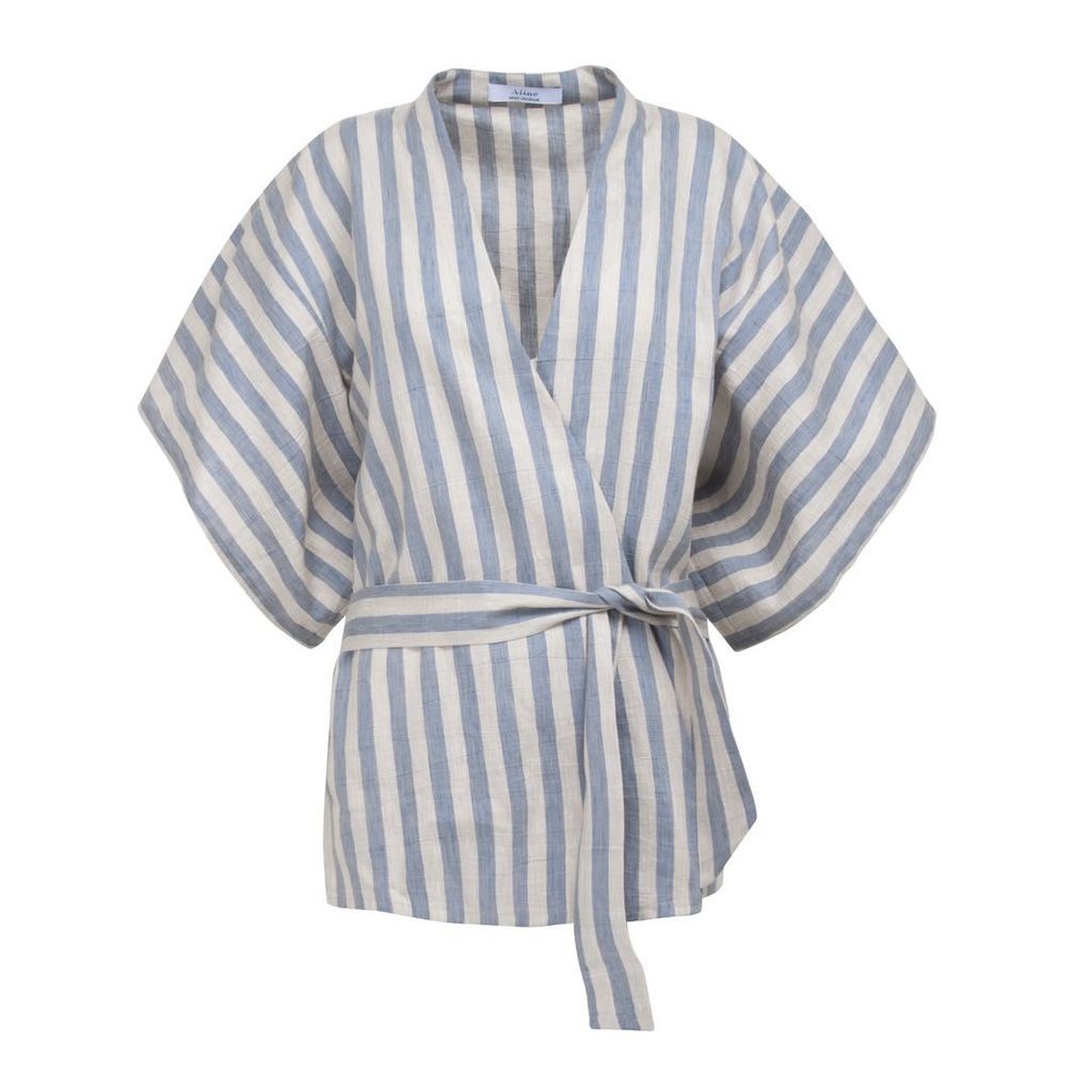 A-line Clothing - Blue Striped Kimono