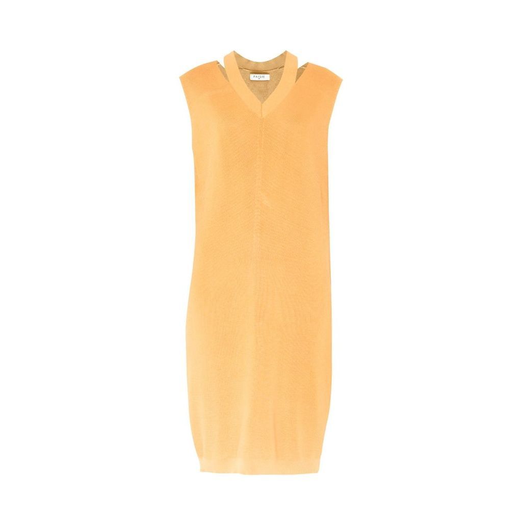 PAISIE - V-Neck Sleeveless Dress With Cut Out Neck In Orange