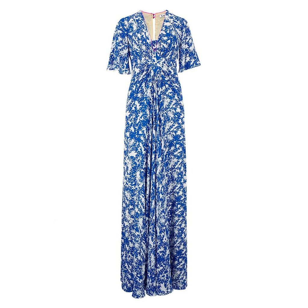 Libelula - Long Jessie Dress Bright Blue Flower Splat Print