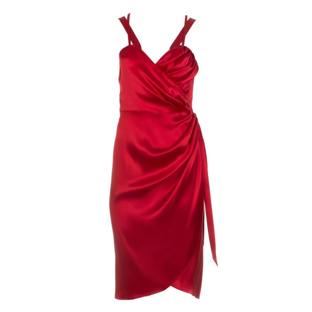 Roses Are Red - Lea Silk Wrap Dress in Red