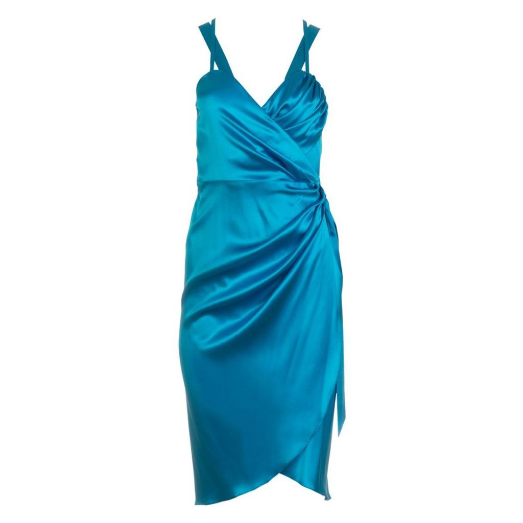 Roses Are Red - Lea Silk Wrap Dress In Blue