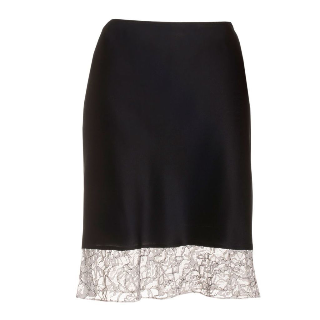 Roses Are Red - Estelle Silk Skirt In Black & White Lace
