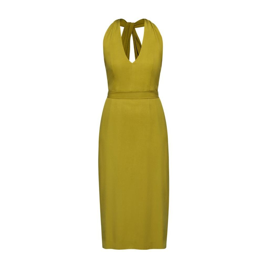 UNDRESS - Kiara Olive Green Midi Pencil Skirt Open Back Dress
