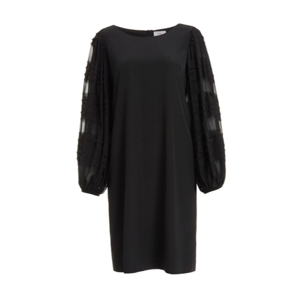 WtR - Acacia Black Wide Sleeve Silk Shift Dress