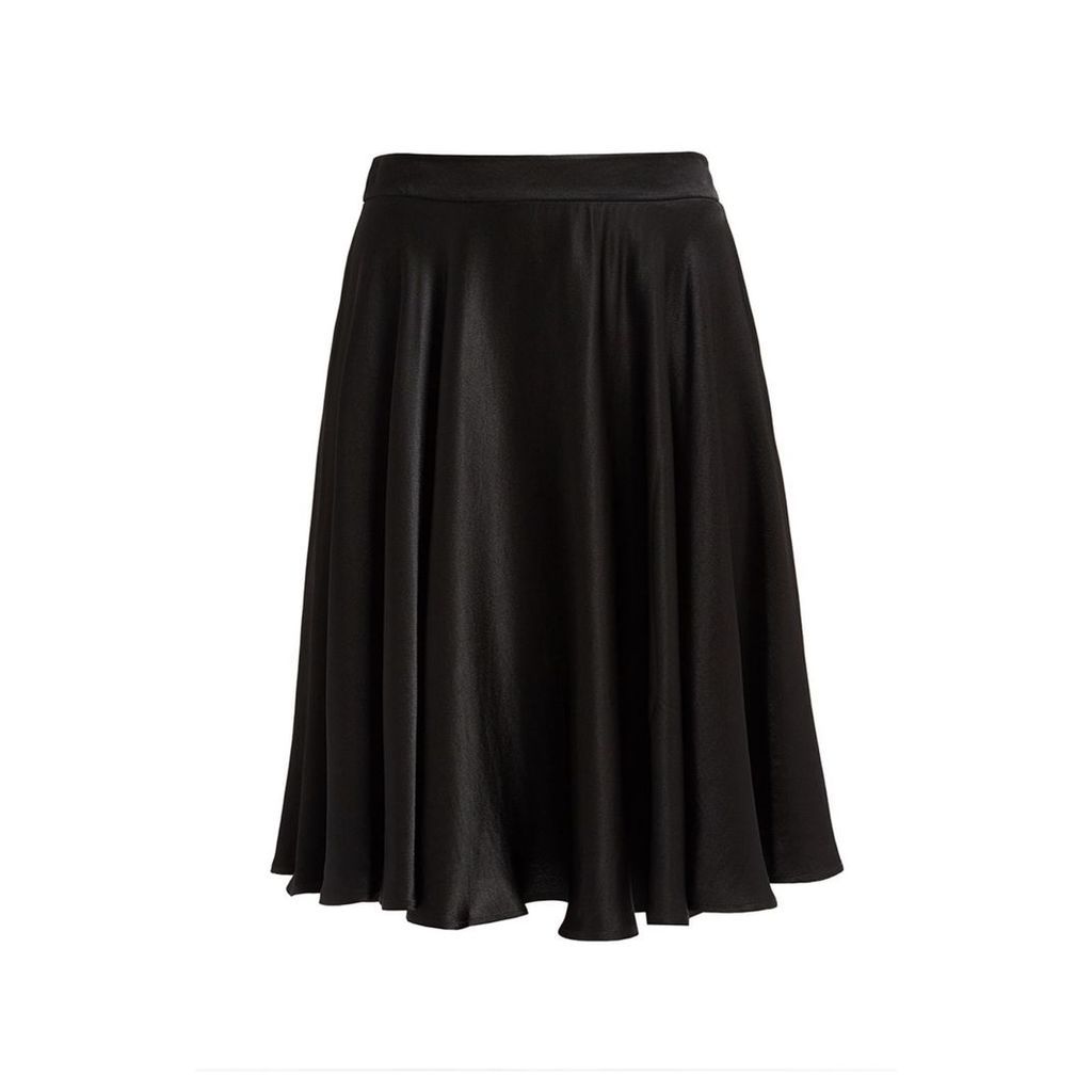 WtR - Journey Black Satin Midi Skirt