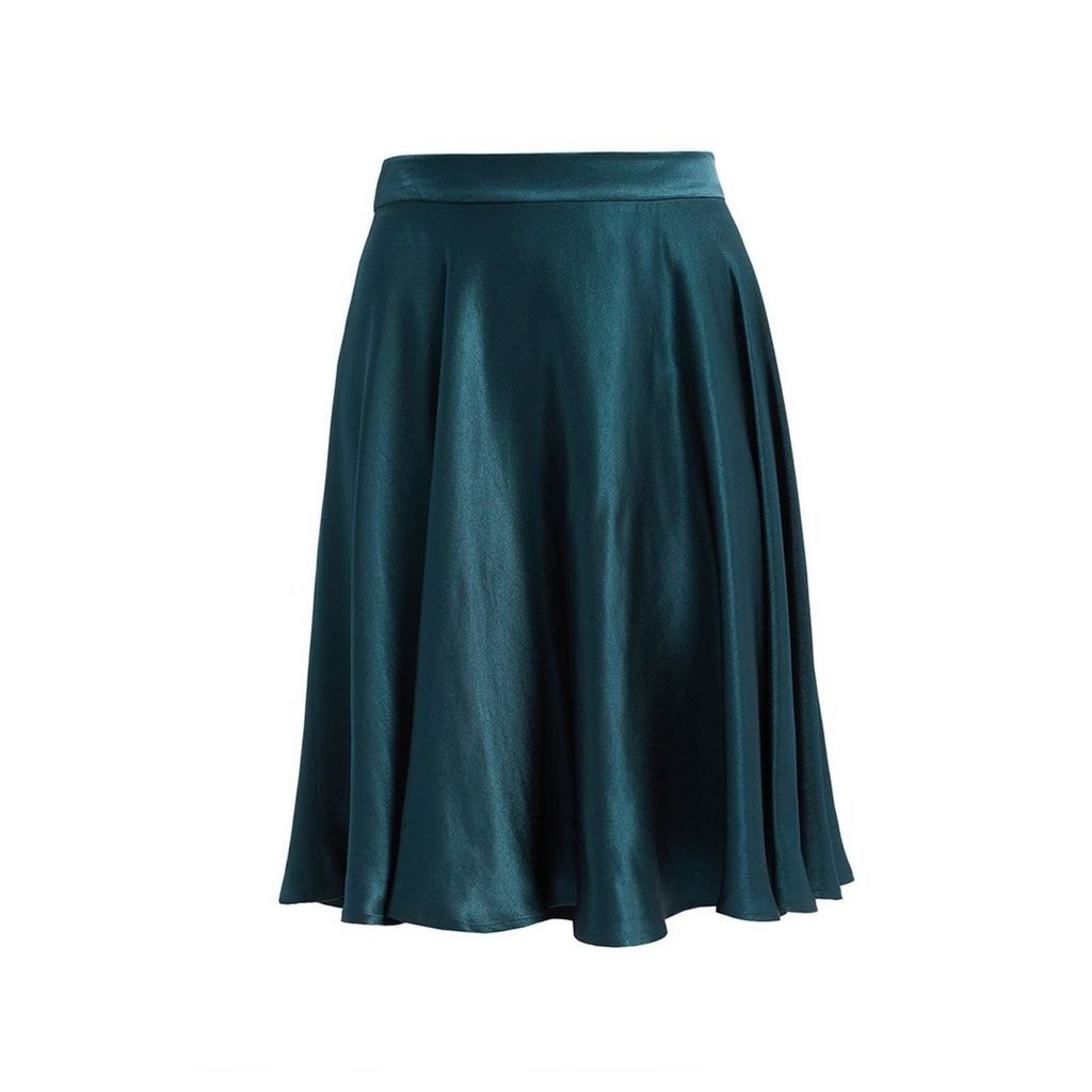 WtR - Journey Green Satin Midi Skirt