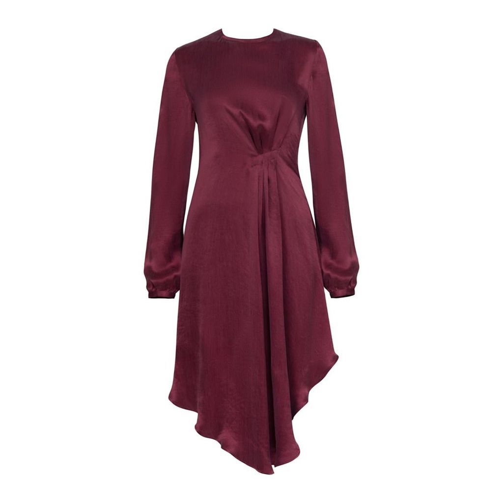 UNDRESS - Idika Asymetric Draped Burgundy Mini Dress