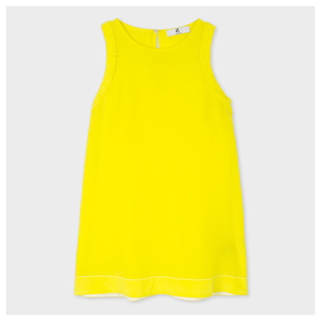 Women's Yellow Silk-CrÃªpe Sleeveless Top