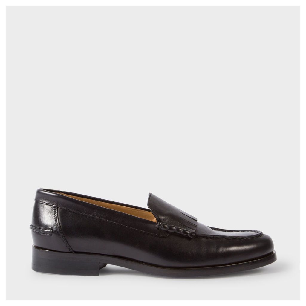 Women's Black Calf Leather 'Lennox' Fringed Loafers