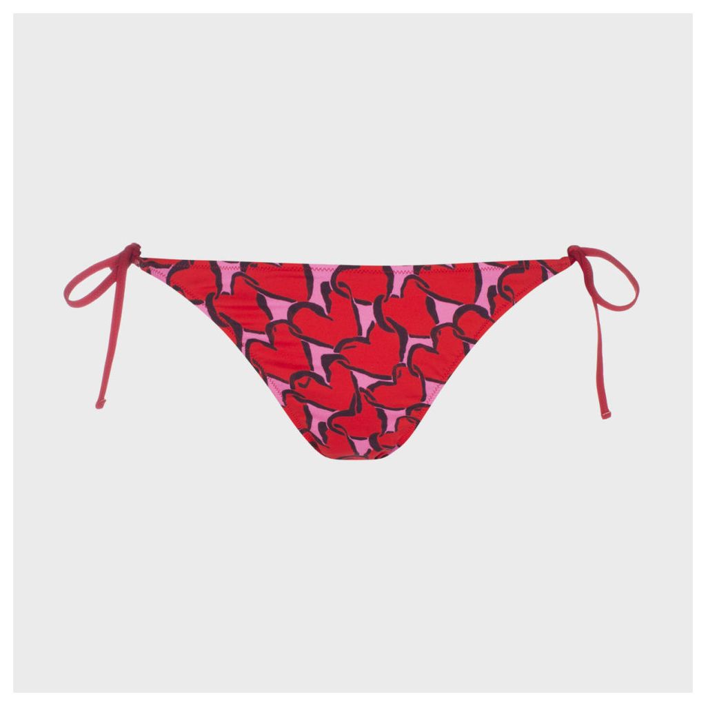 Women's Red 'Chain-Link Heart' Print Bikini Bottoms