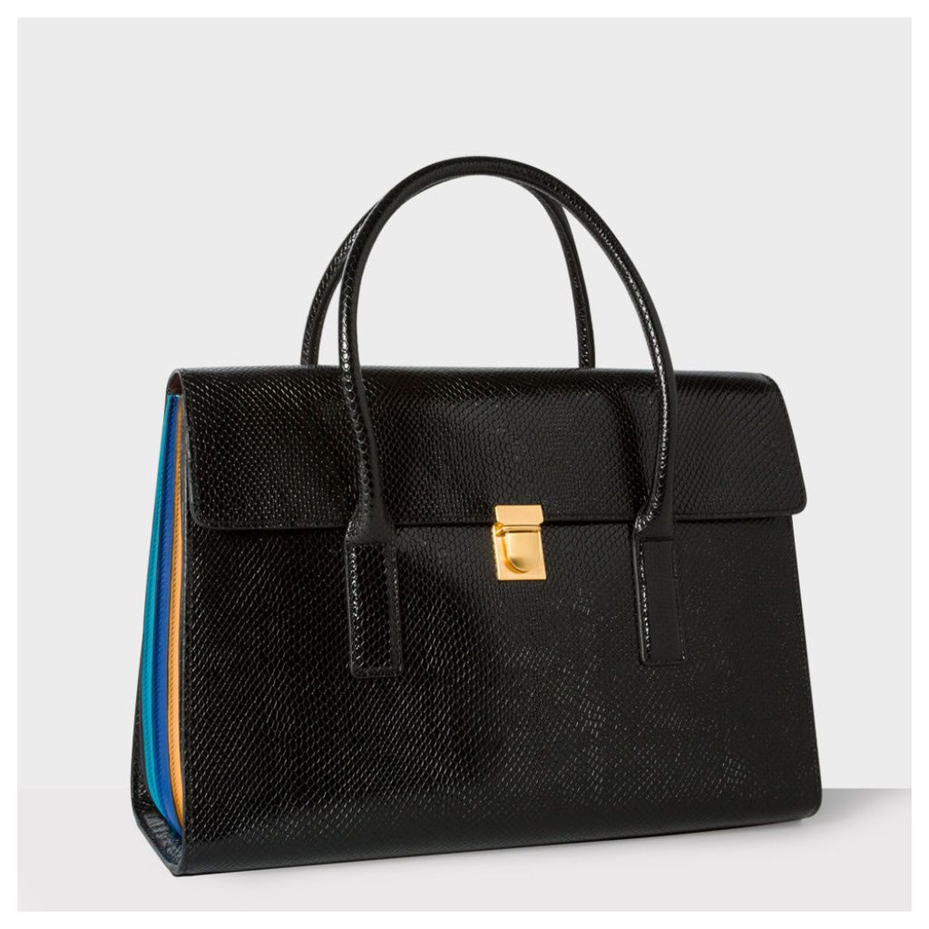 Women's Black Leather 'Concertina' Handbag