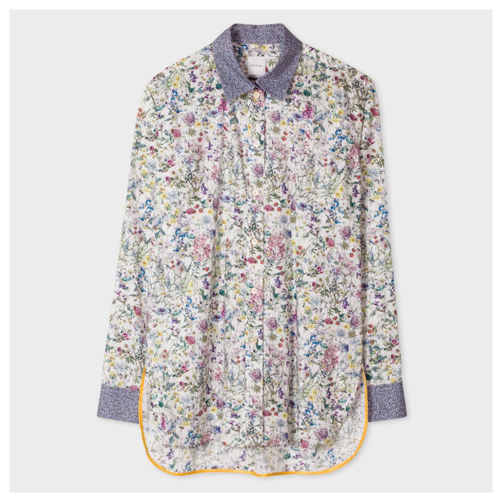 Women's Floral Cotton Shirt With 'Bee' Cuff Linings