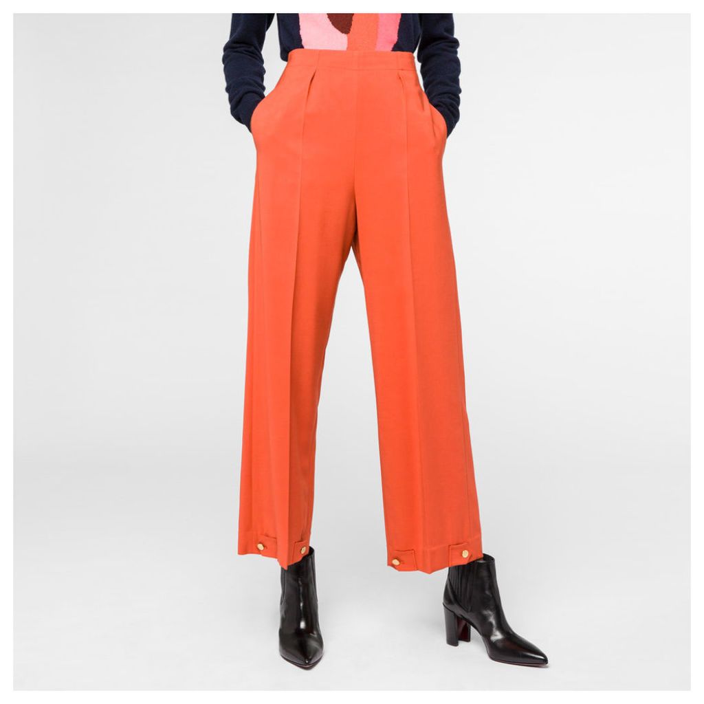 Women's Burnt Orange Cady Trousers With Button-Cuffs