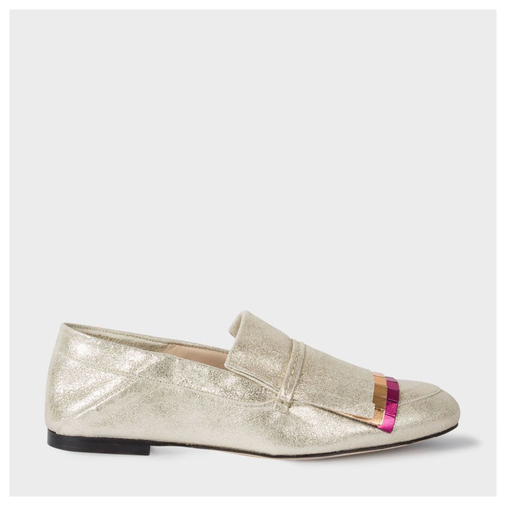 Women's Metallic Suede 'Freya' Loafers With Coloured Fringing