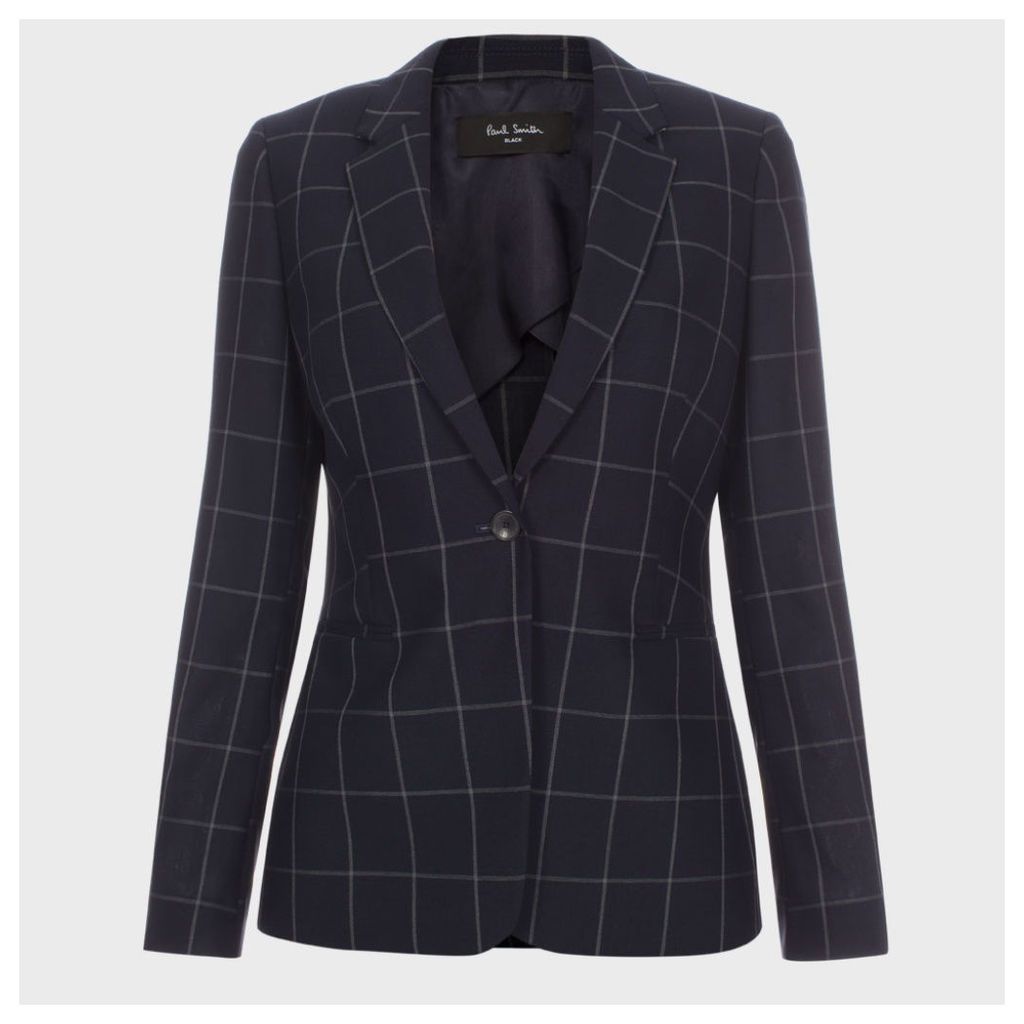 A Suit To Travel In - Navy Windowpane Check Wool Blazer