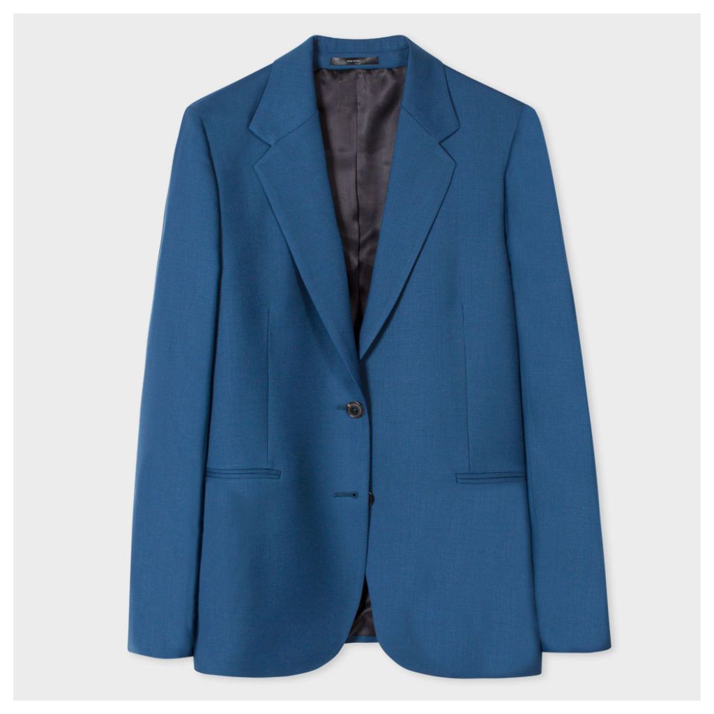 A Suit To Travel In - Women's Petrol Blue Two-Button Wool Blazer