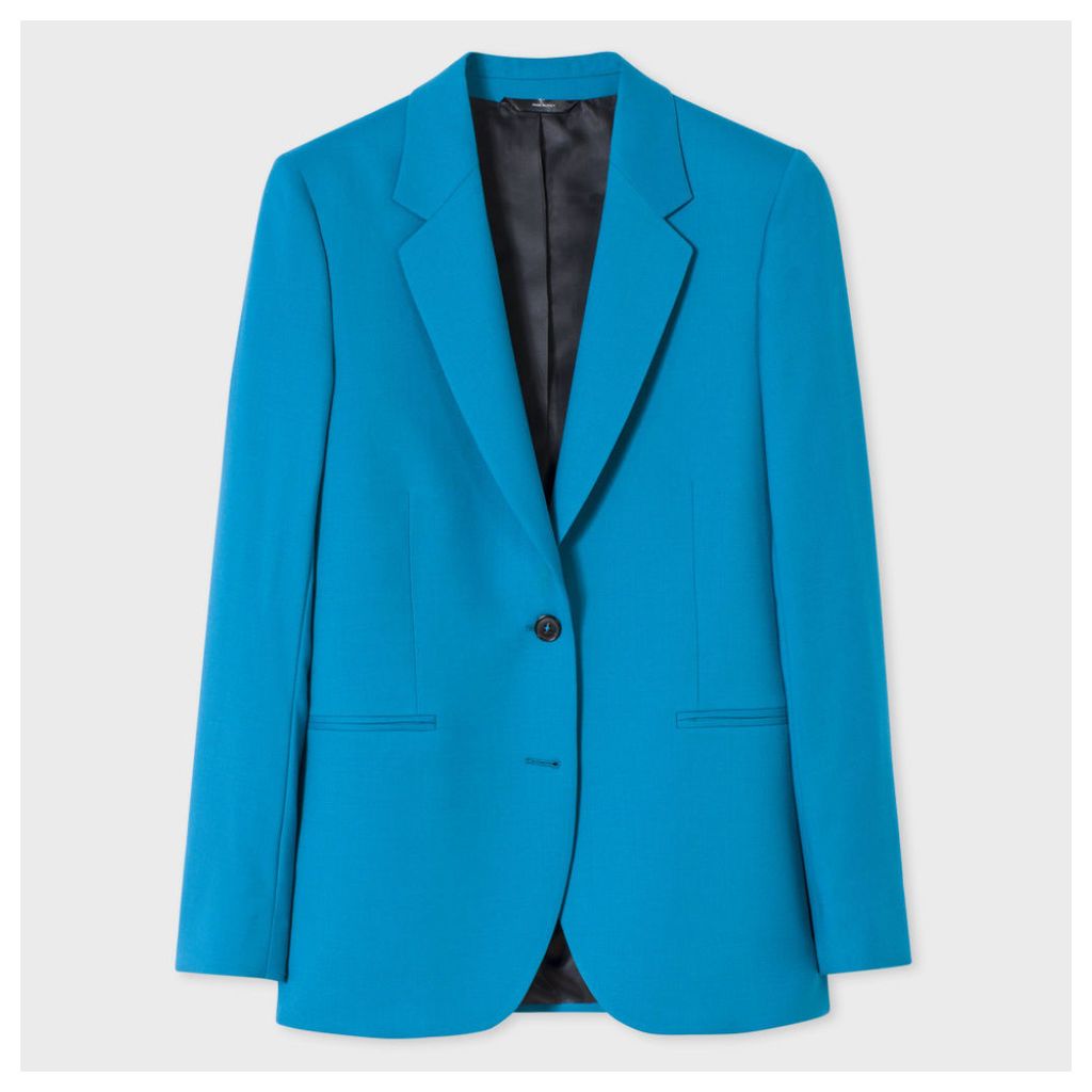 A Suit To Travel In - Women's Turquoise Two-Button Wool Blazer