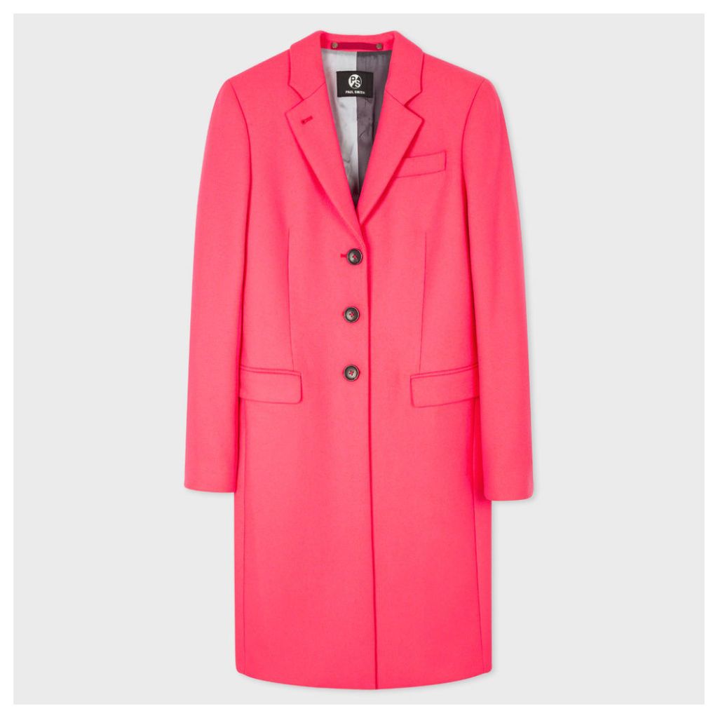 Women's Bright Pink Wool-Cashmere Epsom Coat