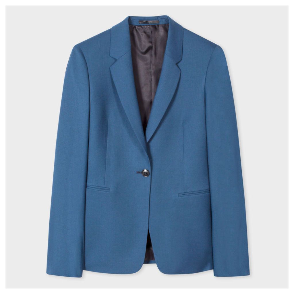 A Suit To Travel In - Women's Petrol Blue One-Button Wool Blazer
