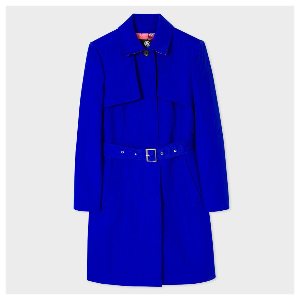 Women's Cobalt Blue Cotton-Blend Trench Coat