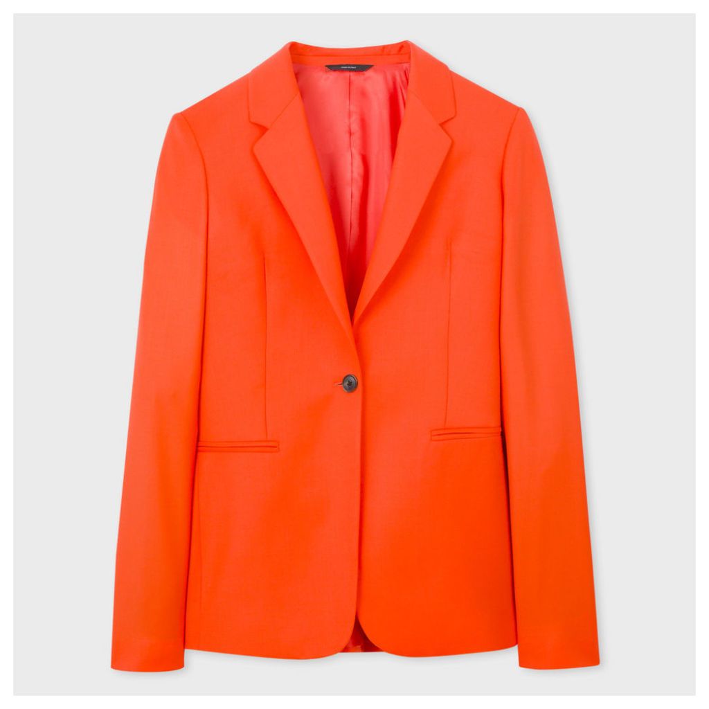 Women's Orange One-Button Wool Blazer