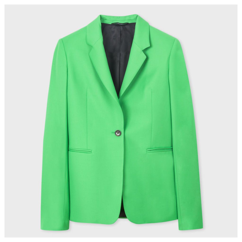 Women's Bright Green One-Button Wool Blazer