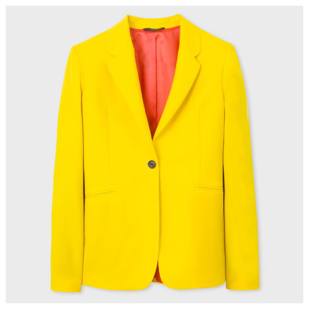 Women's Yellow One-Button Wool Blazer